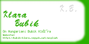 klara bubik business card